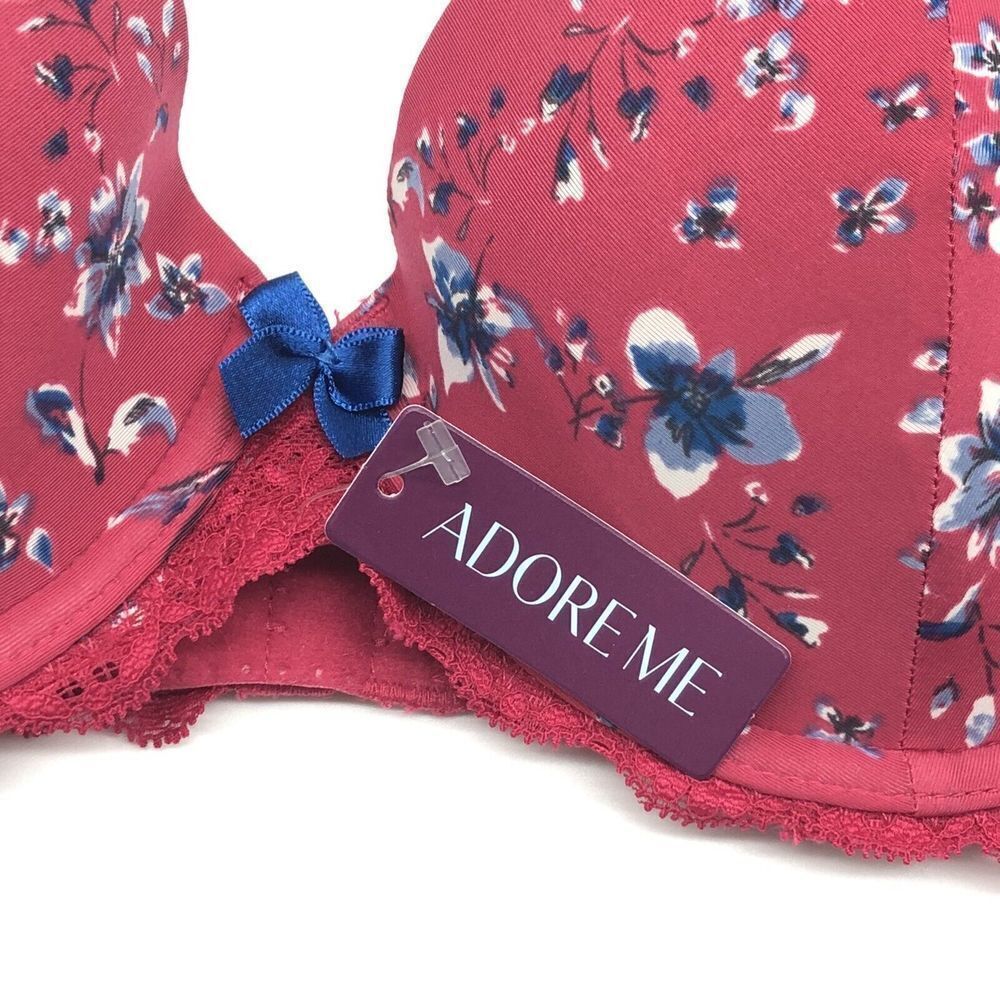 Adore Me Kati Contour Demi Bra Red Blue Floral Underwire Size 34C NWT - Picture 4 of 8